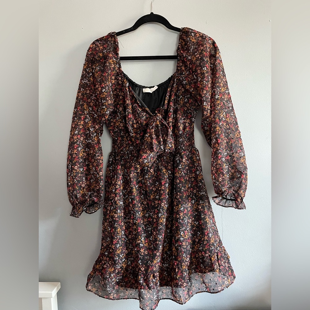 Lush Floral Longsleeve Mini Dress